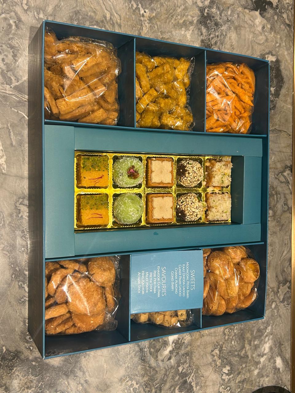 Luxury Handmade Kappa Box with Personalised Message Card - Sweets Dryfruits Savoury 2 KG Jumbo Box